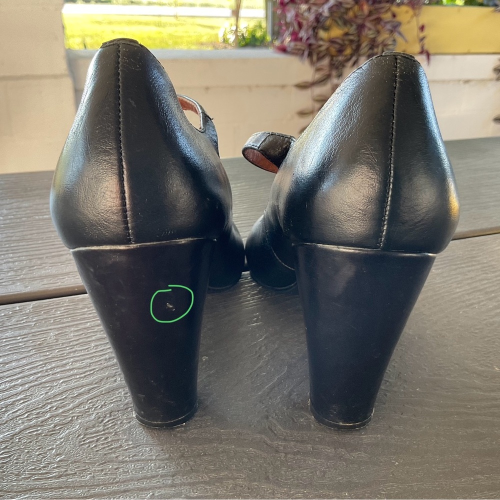 Crown Vintage Women’s Size 9M Heels Black Leather Buckle Ankle Strap Retro - Picture 14 of 16